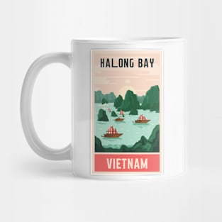 A Vintage Travel Art of Halong Bay - Vietnam Mug